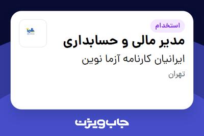 استخدام مدیر مالی و حسابداری در ایرانیان کارنامه آزما نوین