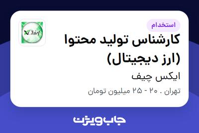 استخدام کارشناس تولید محتوا (ارز دیجیتال) در ایکس چیف