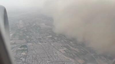 نمای هوایی لحظه ورود گردوخاک به تهران