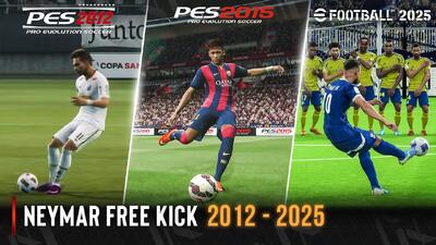 مقایسه ضربات آزاد نیمار از PES 2012 تا eFootball 25 - پارس فوتبال