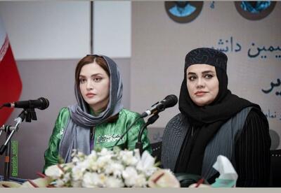 استایل عجیب بهنوش طباطبایی با لگ بنفش در نشست رسمی+ تصاویر