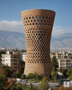 معماری پارامتریک، ساختار دیاگرید با آجر؛ ساختمانی در تهران به کمک AI - چیدانه