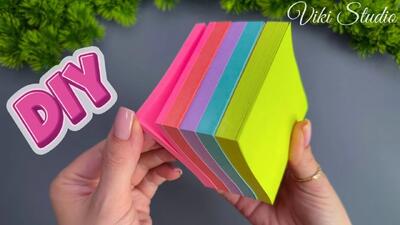 کاردستی کاغذی آسان با کاغذ یادداشت چسبدار/ چگونه گل های کاغذی آسان بسازیم؟!