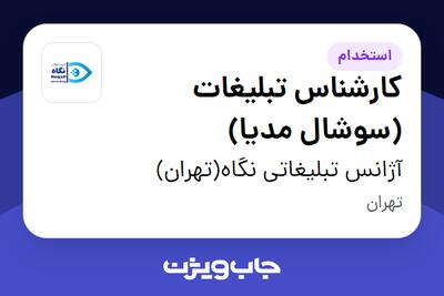 استخدام کارشناس تبلیغات (سوشال مدیا) در آژانس تبلیغاتی نگاه(تهران)