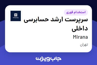 استخدام سرپرست ارشد حسابرسی داخلی در Mirana