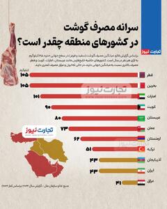 اینفوگرافی/ سرانه مصرف گوشت در کشور‌های منطقه چقدر است؟ | اقتصاد24