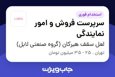 استخدام سرپرست فروش و امور نمایندگی در لعل سقف هیرکان (گروه صنعتی لابل)