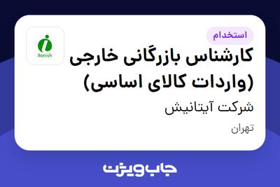 استخدام کارشناس بازرگانی خارجی (واردات کالای اساسی) - آقا در شرکت آیتانیش