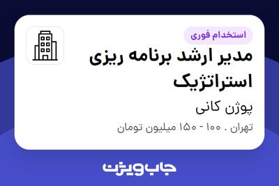 استخدام مدیر ارشد برنامه ریزی استراتژیک در پوژن کانی