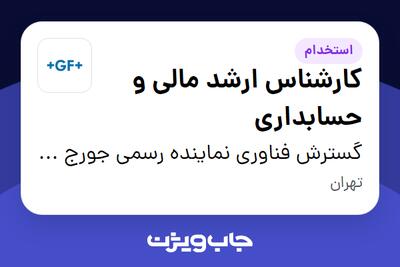 استخدام کارشناس ارشد مالی و حسابداری - خانم در گسترش فناوری نماینده رسمی جورج فیشر سوئیس