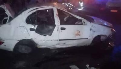 پرت شدن راننده تیبا به بیرون در بزرگراه