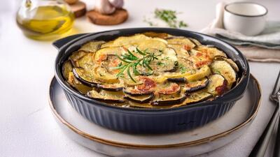 طرز تهیه گراتن بادمجان با سیب‌زمینی