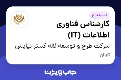 استخدام کارشناس فناوری اطلاعات (IT) در شرکت طرح و توسعه لاله گستر نیایش