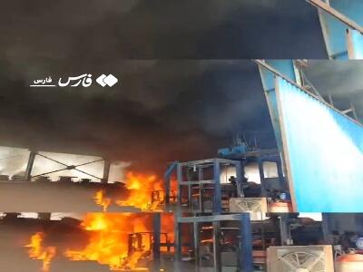 حریق در کارگاه قطعات بتنی واقع در شهرک صنعتی لامرد