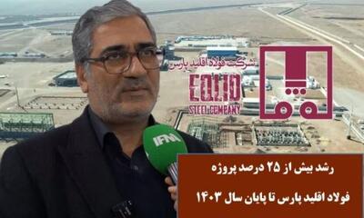 رشد بیش از ۲۵ درصدی پروژه فولاد اقلید پارس تا پایان سال ۱۴۰۳ +ویدیو