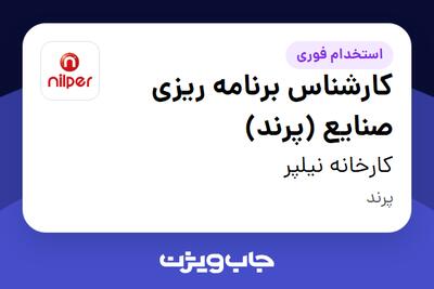 استخدام کارشناس برنامه ریزی صنایع (پرند) در کارخانه نیلپر