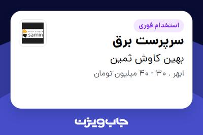 استخدام سرپرست برق - آقا در بهین کاوش ثمین