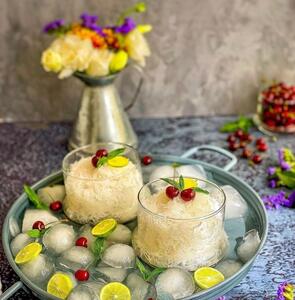طرز تهیه فالوده با رشته آماده خانگی و فوری به روش شیرازی