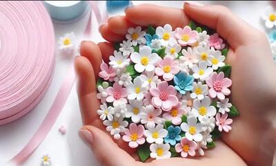 آموزش قدم به قدم ساخت شکوفه های بهاری با روبان