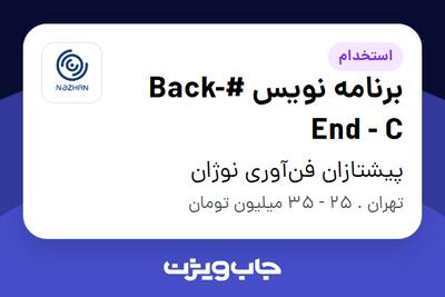 استخدام برنامه نویس #Back-End - C در پیشتازان فن‌آوری نوژان