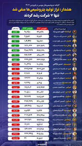 هشدار؛ ترازی تولید پتروشیمی‌ها منفی شد/ تنها 7 شرکت رشد کردند +اینفوگرافیک