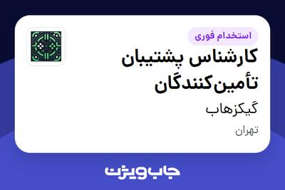 استخدام کارشناس پشتیبان تأمین‌کنندگان در گیکزهاب