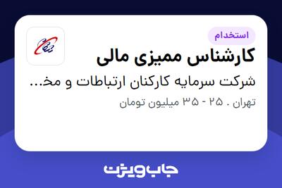 استخدام کارشناس ممیزی مالی در شرکت سرمایه کارکنان ارتباطات و مخابرات