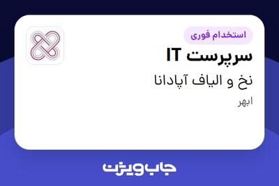 استخدام سرپرست IT در نخ و الیاف آپادانا