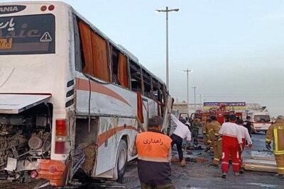 انحراف اتوبوس حامل دانش‌آموزان در قزوین