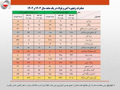 رشد ۱۳ درصدی ارزش صادرات آهن و فولاد ایران در یک ماهه نخست امسال