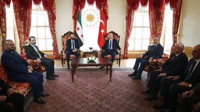 اردوغان در دیدار با الجولانی از لغو تحریم‌های دمشق استقبال کرد