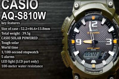 راهنمای تنظیم ساعت و تاریخ در ساعت Casio AQ-S810W