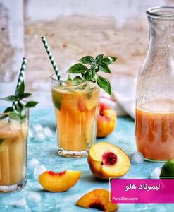 نوشیدنی تابستونی آوردم براتون|  لیموناد هلو با لیموترش و آب گازدار