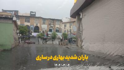 فیلم | باران شدید بهاری در ساری