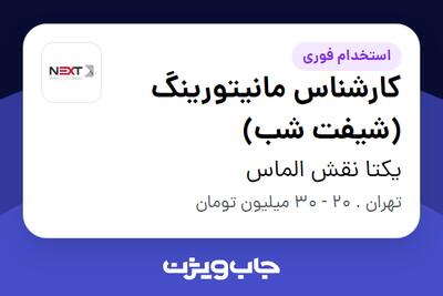 استخدام کارشناس مانیتورینگ (شیفت شب) - آقا در یکتا نقش الماس