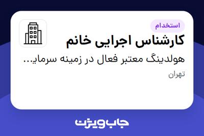 استخدام کارشناس اجرایی خانم در هولدینگ معتبر فعال در زمینه سرمایه گذاری