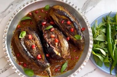 تهیه بادمجان شکم پر شمالی / مراحل تهیه یک غذای شمالی خوشمزه