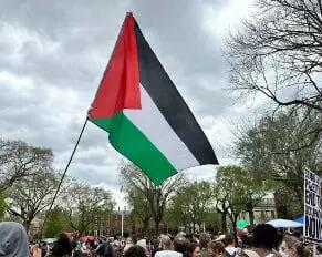 بالا بردن پرچم فلسطین در جشن فارغ التحصیلی دانشگاه «براون»