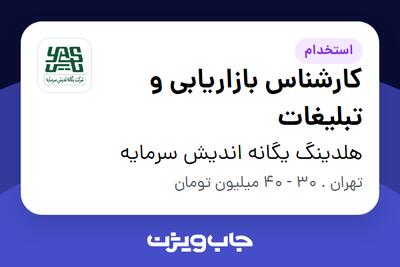 استخدام کارشناس بازاریابی و تبلیغات در هلدینگ یگانه اندیش سرمایه