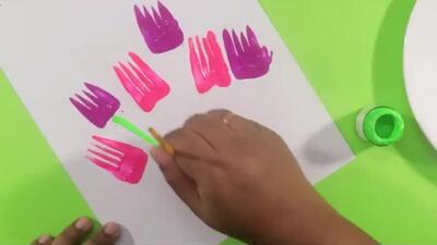 نقاشی کودکانه/با چنگال گل بکشیم! + فیلم