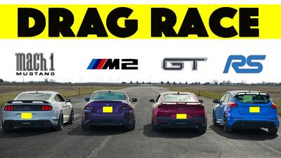 درگ بی‌ام‌و M2 با ماستنگ GT، مک‌وان و فورد فوکوس RS