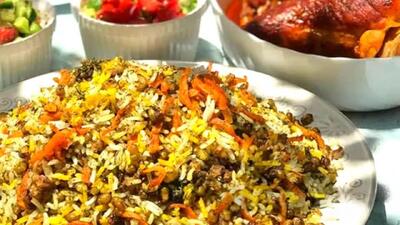طرز تهیه هویج ماش کازرونی پلو فوق العاده خوشمزه