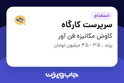 استخدام سرپرست کارگاه - آقا در کاوش مکانیزه فن آور