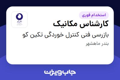 استخدام کارشناس مکانیک - آقا در بازرسی فنی کنترل خوردگی تکین کو