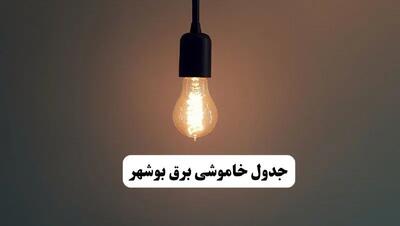 جدول خاموشی برق بوشهر پنجشنبه ۸ خرداد ۱۴۰۴ | ساعت قطعی برق شهرستان‌ های استان بوشهر پنجشنبه هشتم خرداد ۱۴۰۴ + برنامه قطع برق بوشهر