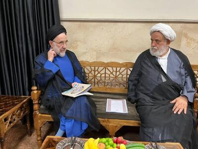 تصاویری از دیدار سید محمد خاتمی و ابطحی با شیخ حسین انصاریان