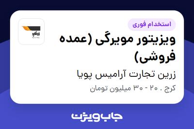 استخدام ویزیتور مویرگی (عمده فروشی) در زرین تجارت آرامیس پویا
