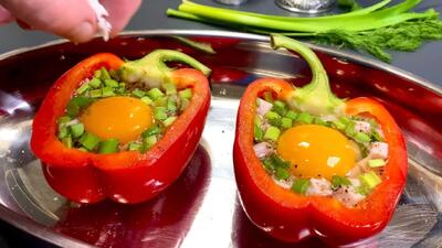 طرز تهیه املت رستورانی در فلفل دلمه ای