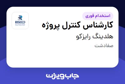 استخدام کارشناس کنترل پروژه در هلدینگ رایزکو