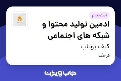 استخدام ادمین تولید محتوا و شبکه های اجتماعی - خانم در کیف یوتاب